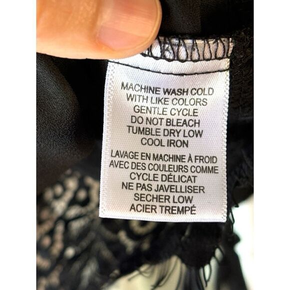 Wrangler Women’s Small Retro Black Frayed Lace Long Tie Sleeve Western Blouse - Picture 11 of 12